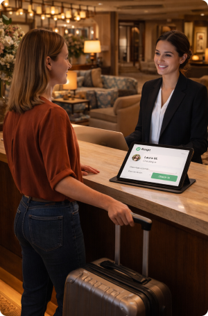 Checking in at a boutique hotel