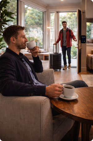 Relaxing welcome at modern rental