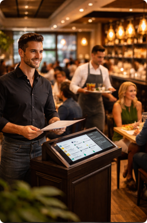 Busy restaurant during dinner rush