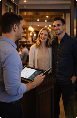 Warm welcome at the restaurant