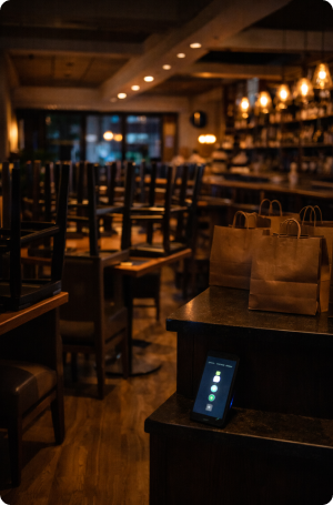 Quiet restaurant after hours
