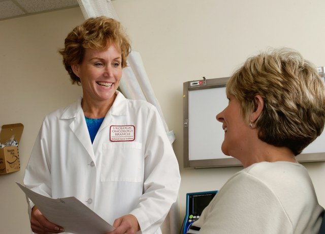 Doctor talking with a patient in a clinic